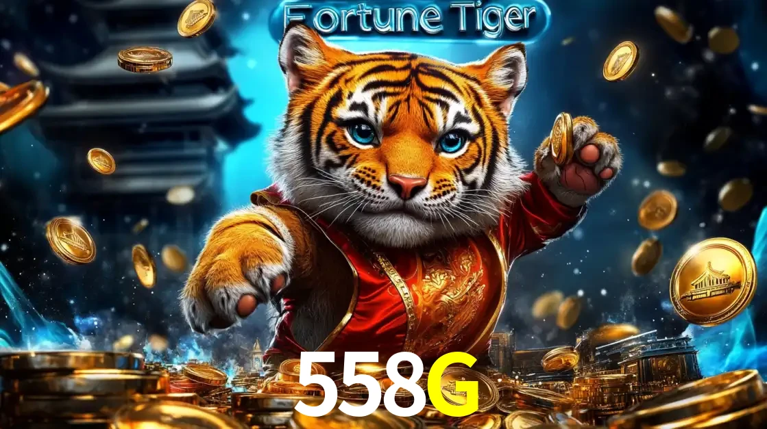 Imagem promocional do jogo de slot Fortune Tiger, com um tigre majestoso em traje tradicional cercado por uma fortuna em moedas de ouro, disponível agora no cassino 558G.